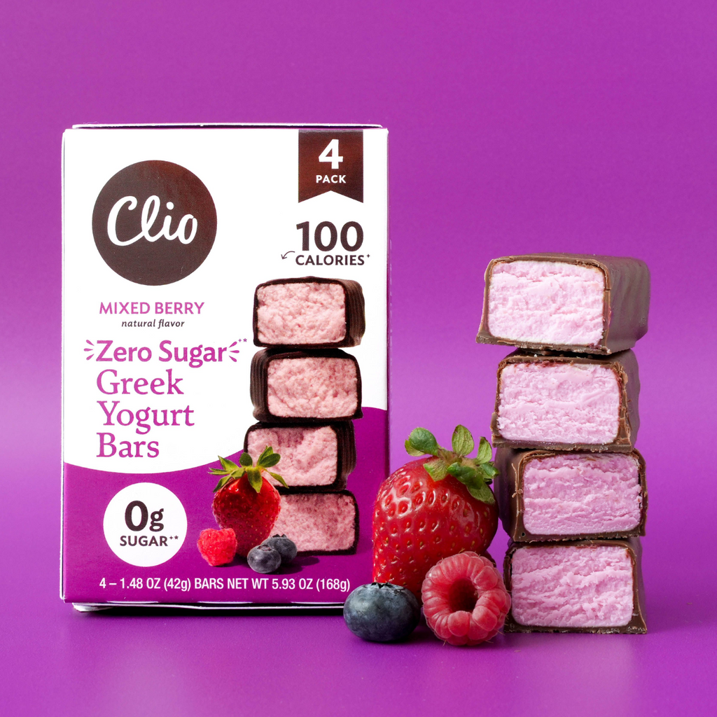 Zero Sugar Mixed Berry Greek Yogurt 4 Bar Count Clio Snacks