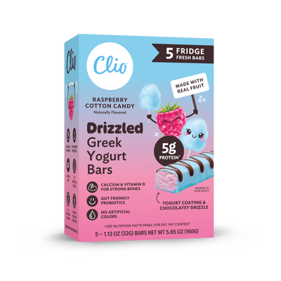 Refrigerated Greek Yogurt Bars - Drizzled 5 Pack - Raspberry Cotton Candy