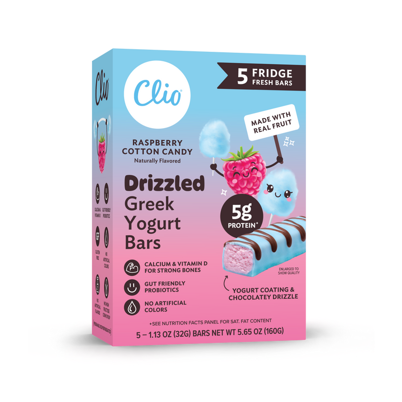 Refrigerated Greek Yogurt Bars - Drizzled 5 Pack - Raspberry Cotton Candy