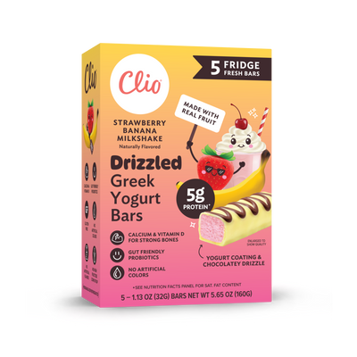 Refrigerated Greek Yogurt Bars - Drizzled 5 Pack - Strawberry Banana Milkshake