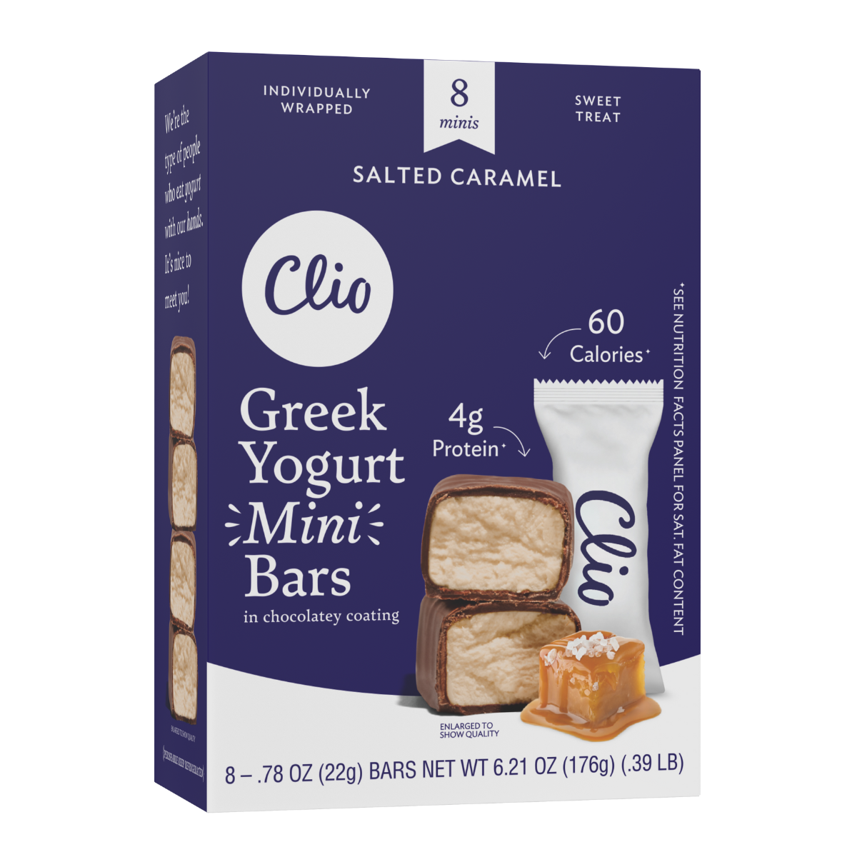 Salted Caramel Greek Yogurt Minis - 8 Bar Count | Clio Snacks