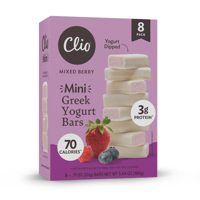 Refrigerated Greek Yogurt Bars - Mini Size 8 Pack - Yogurt Dipped Mixed Berry