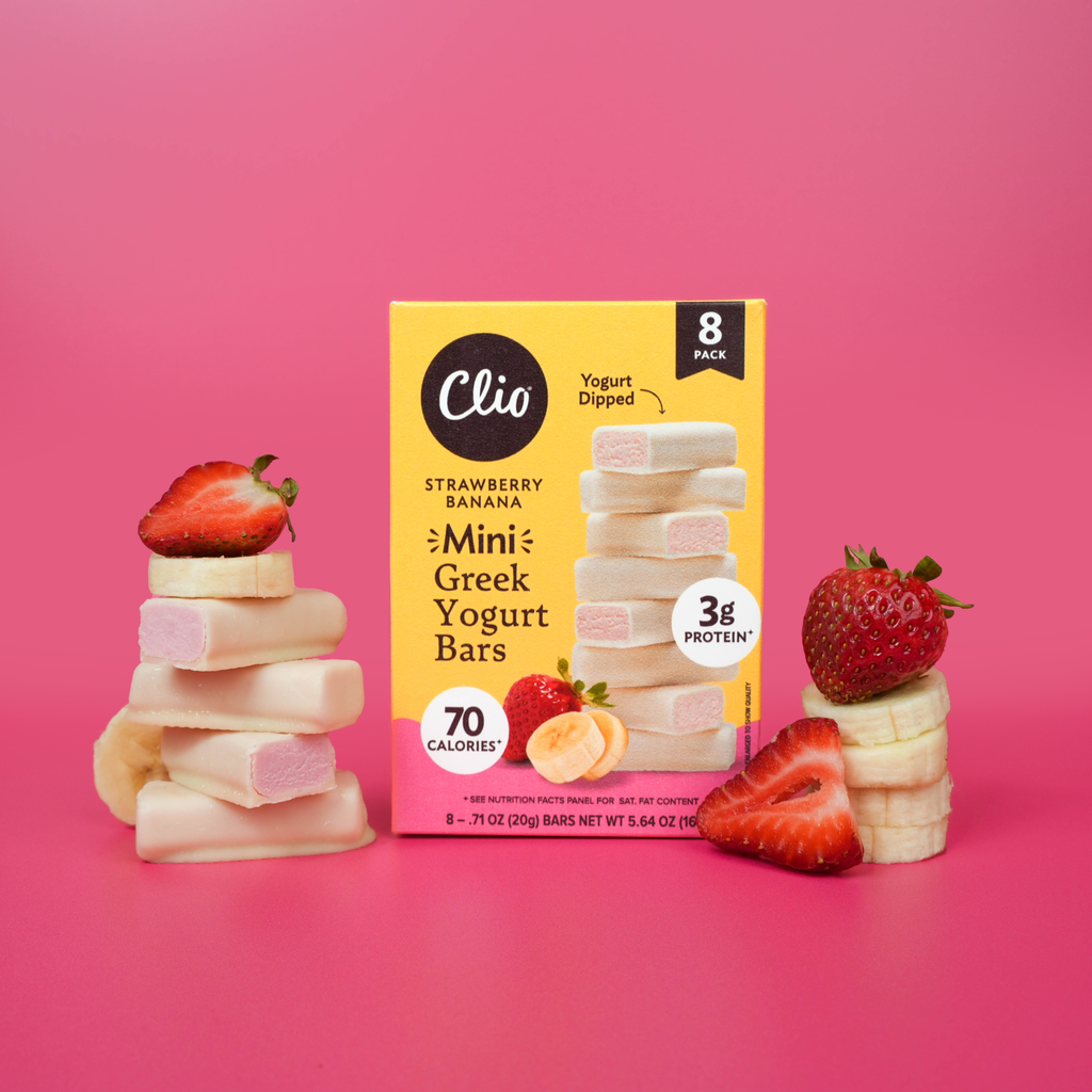 Yogurt Dipped Strawberry Banana Minis - 8 Bar Count | Clio Snacks